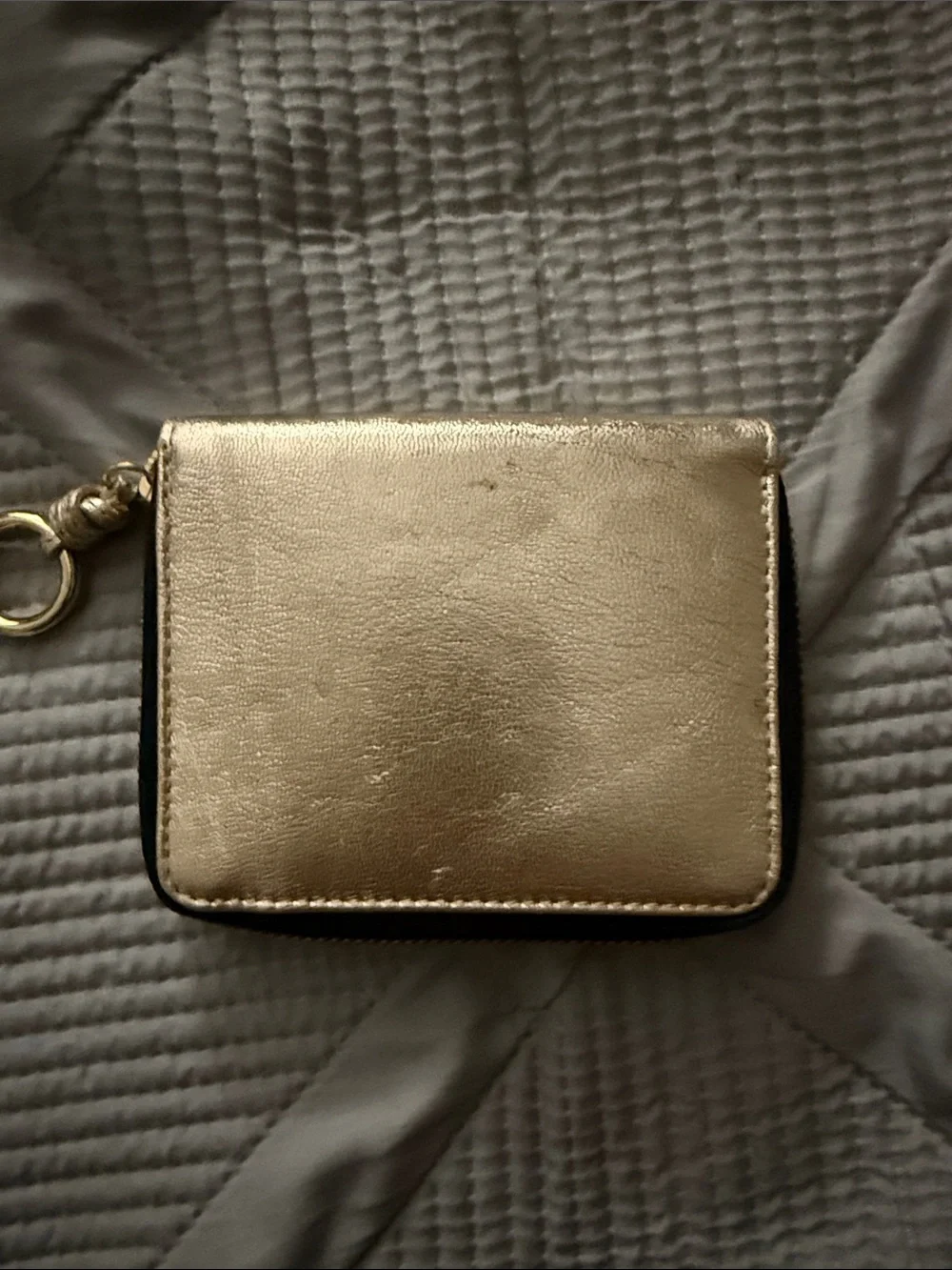 Gold Metallic Card Holder and Zip Wallet with Key Ring